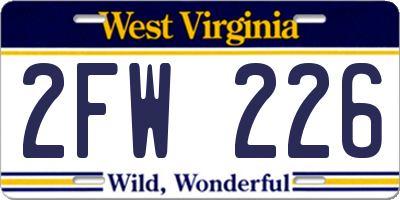 WV license plate 2FW226