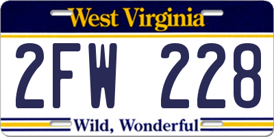 WV license plate 2FW228