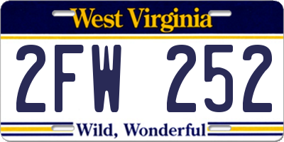 WV license plate 2FW252