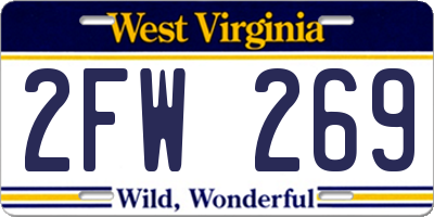 WV license plate 2FW269