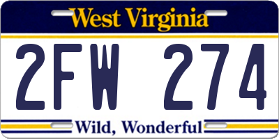 WV license plate 2FW274