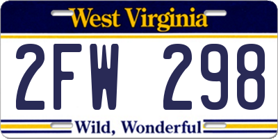 WV license plate 2FW298