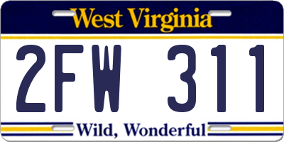 WV license plate 2FW311