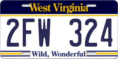 WV license plate 2FW324