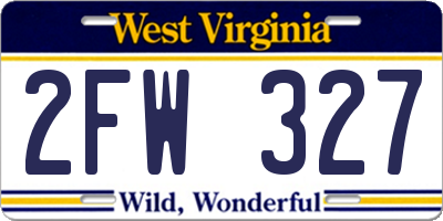 WV license plate 2FW327