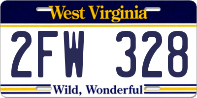 WV license plate 2FW328