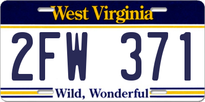 WV license plate 2FW371