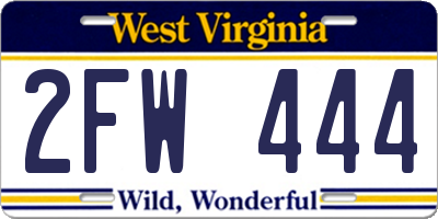 WV license plate 2FW444