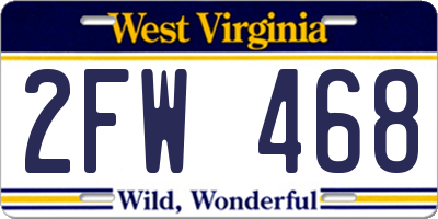 WV license plate 2FW468