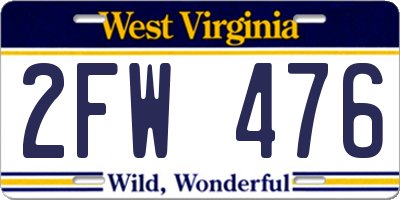WV license plate 2FW476