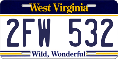 WV license plate 2FW532
