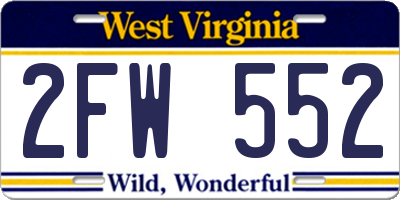 WV license plate 2FW552