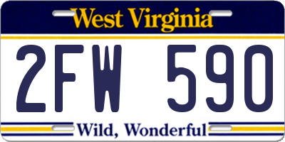 WV license plate 2FW590