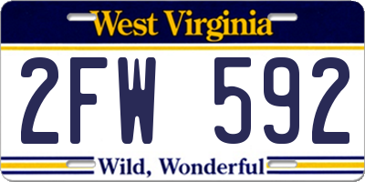 WV license plate 2FW592