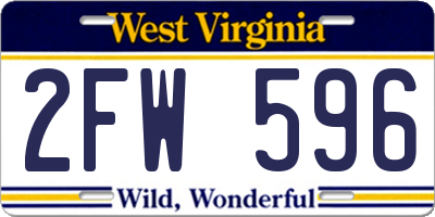 WV license plate 2FW596