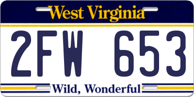 WV license plate 2FW653