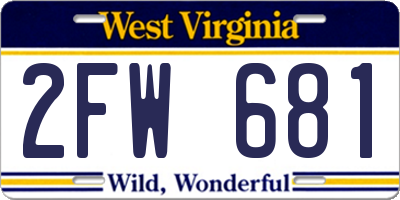 WV license plate 2FW681