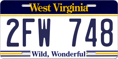 WV license plate 2FW748