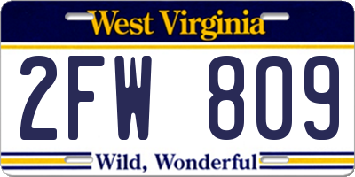WV license plate 2FW809