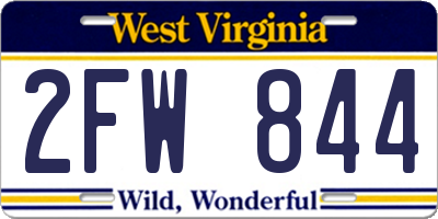 WV license plate 2FW844