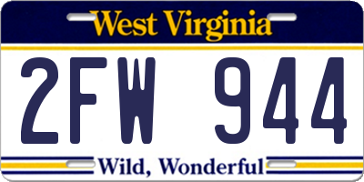 WV license plate 2FW944