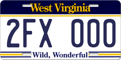 WV license plate 2FX000
