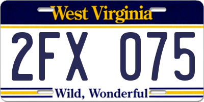 WV license plate 2FX075