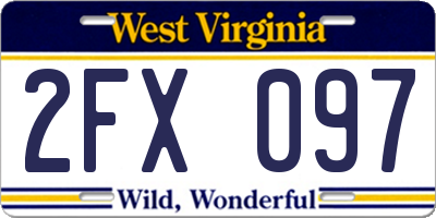 WV license plate 2FX097