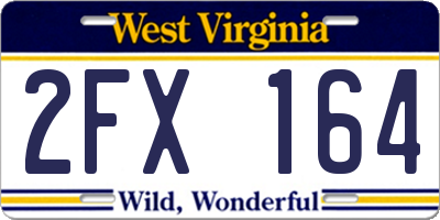 WV license plate 2FX164