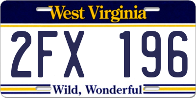 WV license plate 2FX196