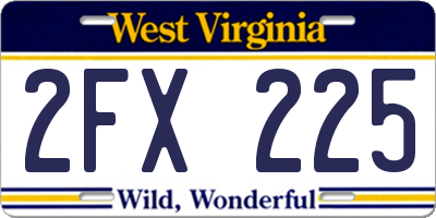 WV license plate 2FX225