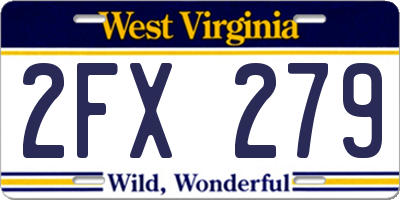 WV license plate 2FX279