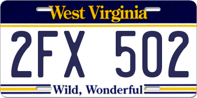 WV license plate 2FX502