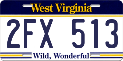 WV license plate 2FX513