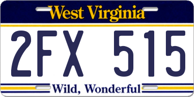 WV license plate 2FX515