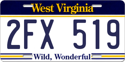 WV license plate 2FX519