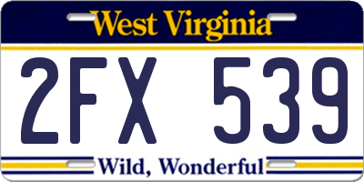 WV license plate 2FX539