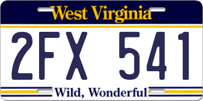 WV license plate 2FX541
