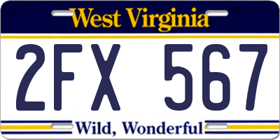 WV license plate 2FX567