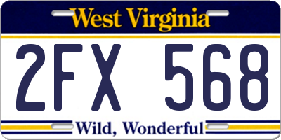 WV license plate 2FX568
