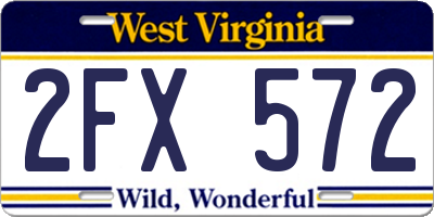 WV license plate 2FX572