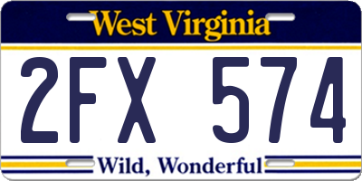 WV license plate 2FX574