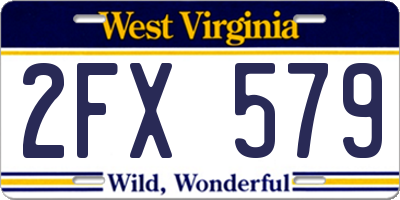 WV license plate 2FX579