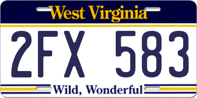 WV license plate 2FX583