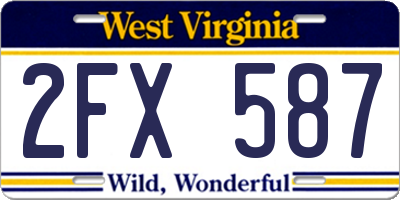 WV license plate 2FX587