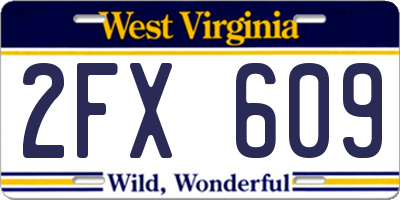 WV license plate 2FX609