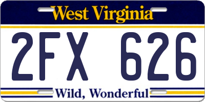 WV license plate 2FX626