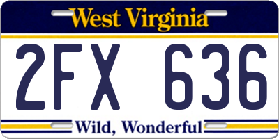 WV license plate 2FX636