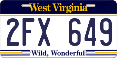 WV license plate 2FX649