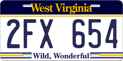 WV license plate 2FX654